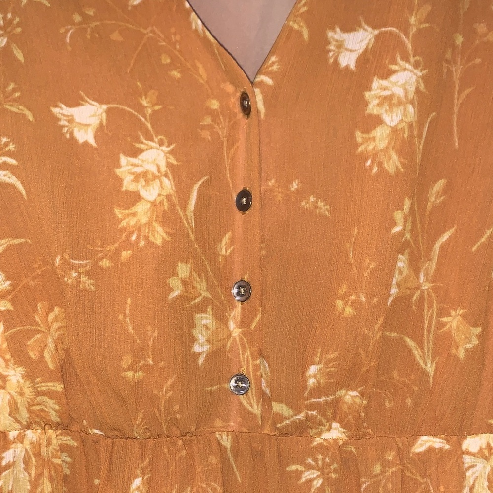 Madewell Mustard Floral Maxi Women’s Size 6 Dress Cottage Core Milk Maid Breezy - Picture 6 of 15